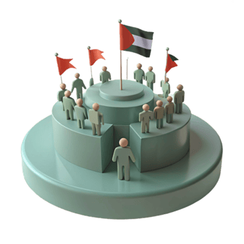 Circular Diagram with People and Flags png