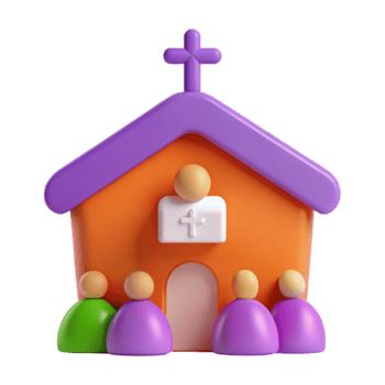 3D Illustration of a Church with People png