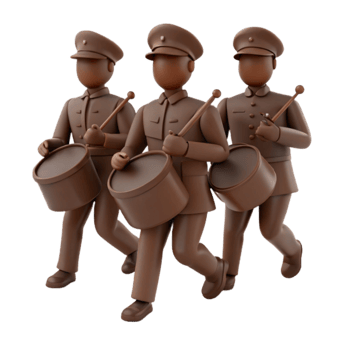 Three Drummers Marching in Unison png