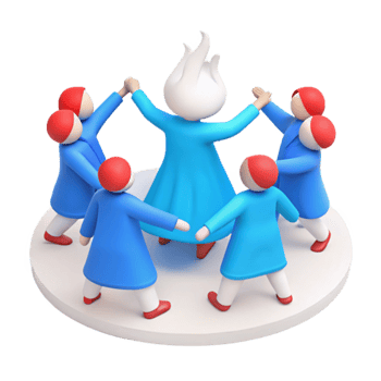 3D Render of People in a Circle Dance png