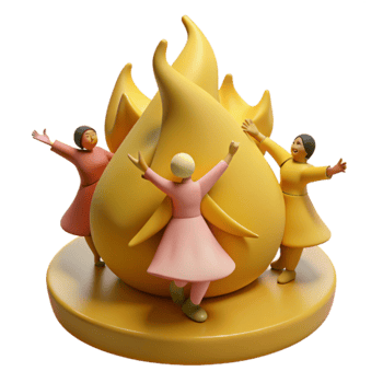 Three Figures Dancing Around A Flame png