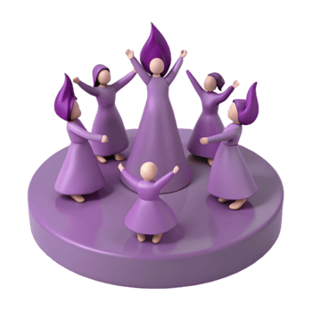 Purple Figures Dancing in a Circle png