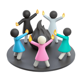 People Gathering Around a Burning Object png