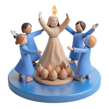 Celebration with a Fire and Dancing Figures png