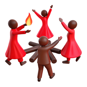 People Dancing Around a Campfire png