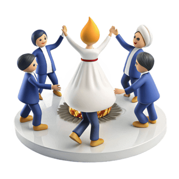 Group of People Dancing in a Circle Around a Fire png
