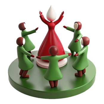 Circle Dance with a Figurine in Red Dress png