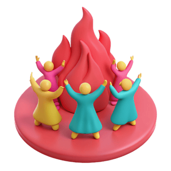 Five Figures Surrounding a Flame png