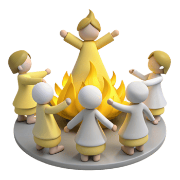 Group of People Dancing Around a Fire png