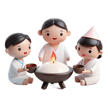 Cute Cartoon Characters Gather Around a Candle png