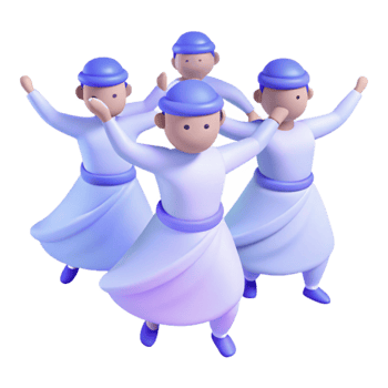 3D Animated Characters Dancing Together png