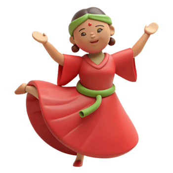 3D Illustration of a Woman in a Red Dress Dancing png