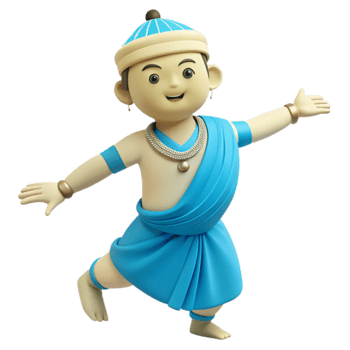 Smiling 3D Cartoon Character in Blue Clothing png