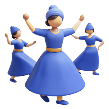 3D Rendered Illustration of Three People Dancing in Traditional Clothing png