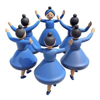 Group of Cartoon People Dancing in a Circle png