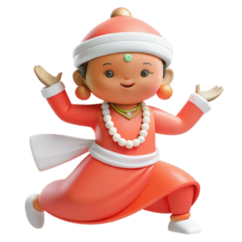 Smiling Cartoon Character in Traditional Clothing png