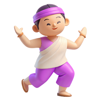 3D Cartoon Character of a Person in Traditional Clothing png