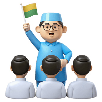 3D Cartoon Illustration of a Teacher Leading a Class png