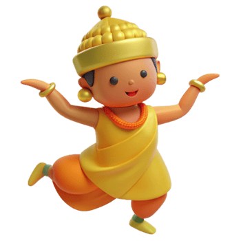 3D Illustration of a Happy Dancing Figure in Traditional Clothing png