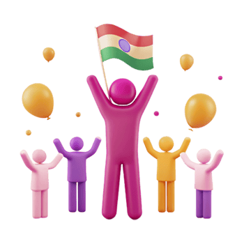 Celebrating with Balloons and a Flag png