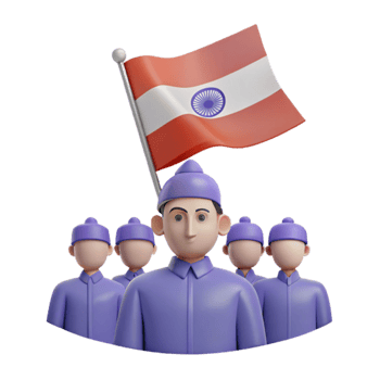 Patriotic Characters Holding a National Flag png
