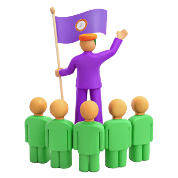 Leader Leading a Group with a Flag png
