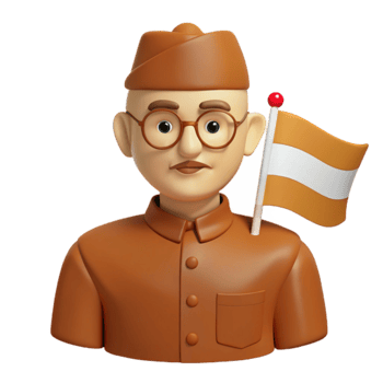 3D Cartoon Illustration of a Person Wearing Glasses and a Cap Holding a Flag png