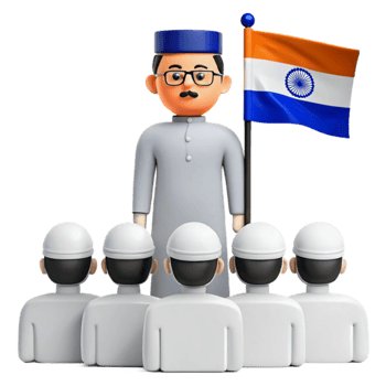 3D Render of a Group of People with a Flag png