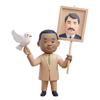 Man Holding a Dove and a Portrait of Another Man png