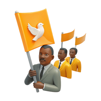 Group of People Holding Flags with Peace Dove Symbol png