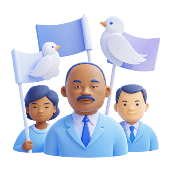 3D Illustration of Diverse People Holding Peace Flags png