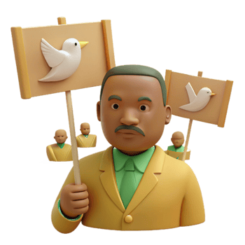 3D Illustration of a Man Holding a Peace Sign with a Dove png