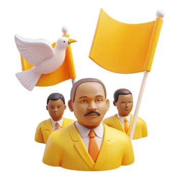 3D Illustration of People Holding Flags and a Dove png