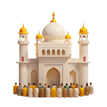 Mosque with People Praying png