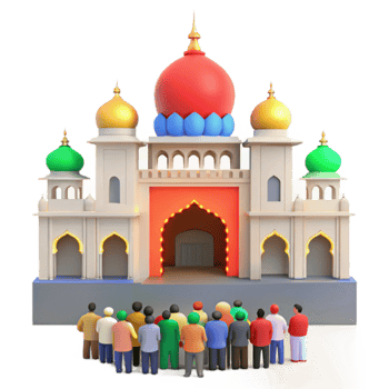 People Standing in Front of a Grand Mosque png
