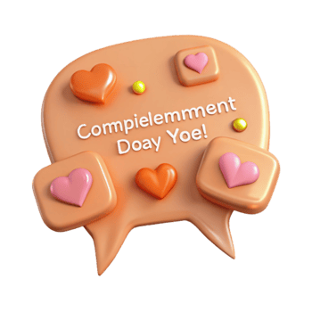 3D Speech Bubble with Hearts and Text png