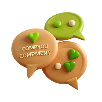 3D Speech Bubbles with Hearts and Dots png