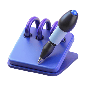 3D Render of a Notepad and Pen png