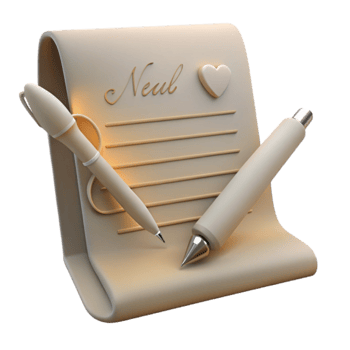 3D Render of a Love Letter with Two Pens png