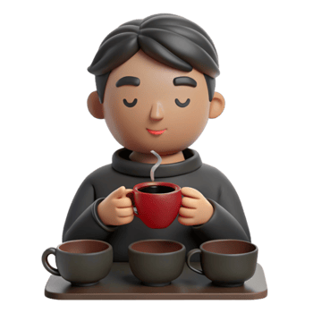3D Rendered Illustration of a Person Enjoying a Cup of Coffee png
