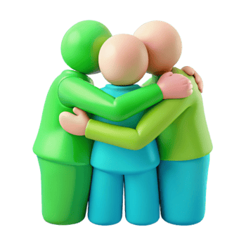 Three Friends Hugging in 3D Illustration png