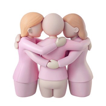 Three Female Figures Hugging in Pink png