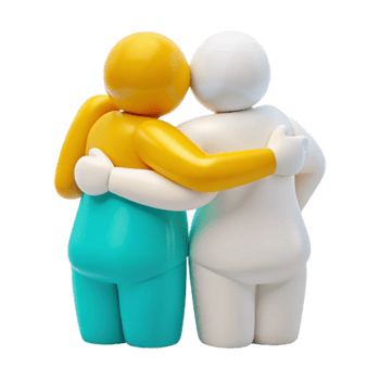 Two 3D Figures Embracing, Showing Unity and Support png