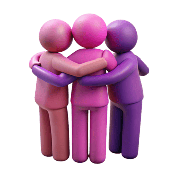 Three Figures Embracing in a Circle of Friendship png