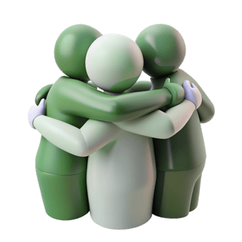 Three Figures Embracing in a Circle, Illustrating Unity and Support png