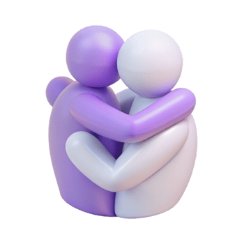 3D Render of Two Figures Embracing png