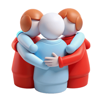 3D Illustration of Three People Embracing png