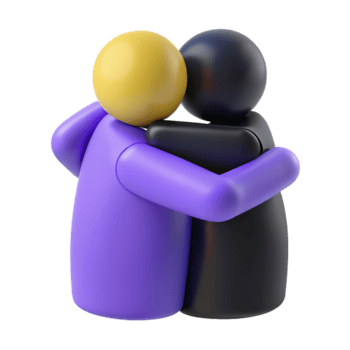 Two 3D Characters Embracing in a Warm Hug png
