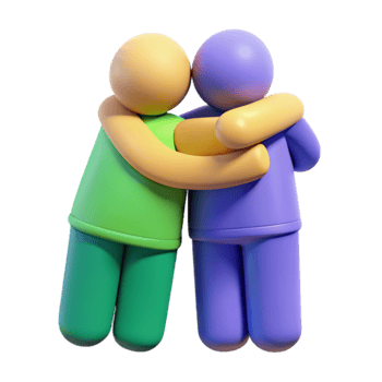 3D Illustration of Two Figures Embracing png