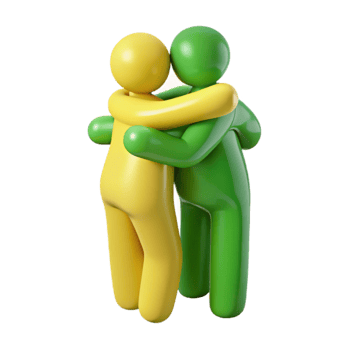 Two 3D Figures Embracing Each Other png